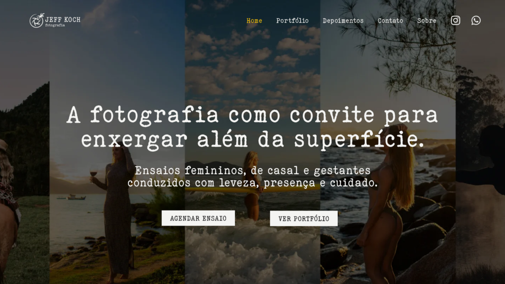 Site de fotografia do Jeff Koch, desenvolvido pela Fluxxo